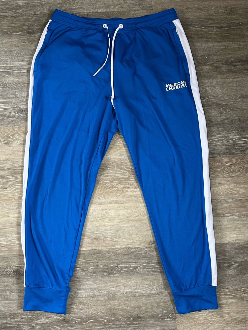 American Eagle Blue Jogger Pants with White Side Stripes Sz XL